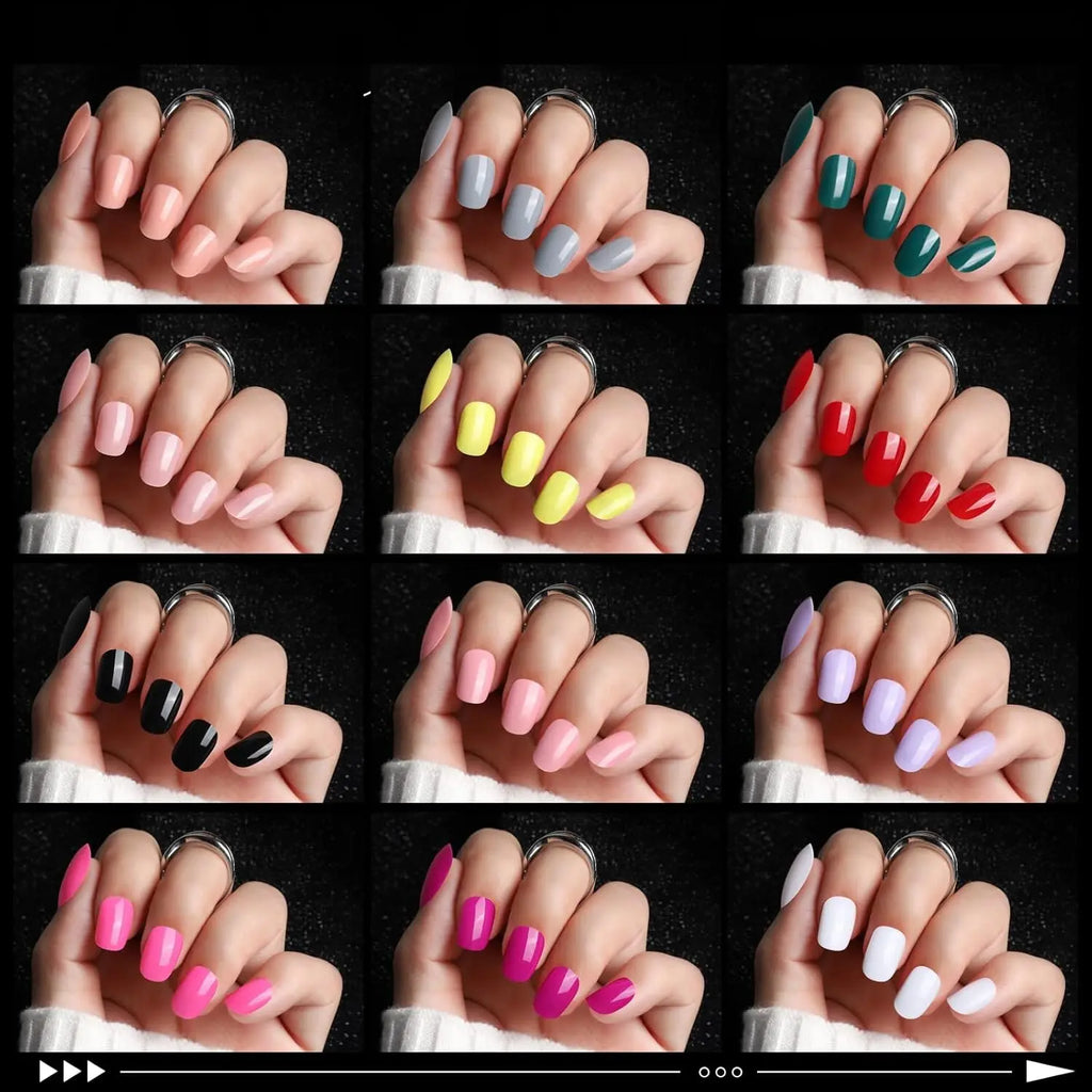 24 Pack Short Press On Nails Kit – 576PCS Glossy & Matte Fake Nails with Nail Glue, Full Cover Round Acrylic False Nails for Women, Girls & Teens
