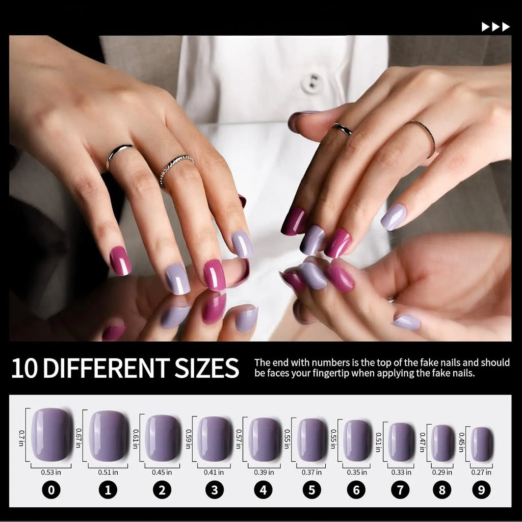 24 Pack Short Press On Nails Kit – 576PCS Glossy & Matte Fake Nails with Nail Glue, Full Cover Round Acrylic False Nails for Women, Girls & Teens