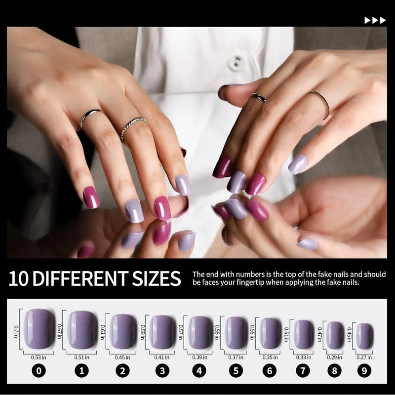 24 Pack Short Press On Nails Kit – 576PCS Glossy & Matte Fake Nails with Nail Glue, Full Cover Round Acrylic False Nails for Women, Girls & Teens