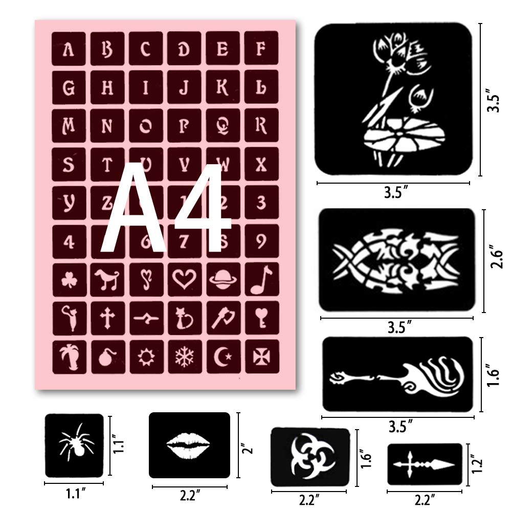 524PCS Henna Tattoo Stencil Kit with Pen – Reusable Mehndi Templates, Temporary Tattoo Kit for Women, Girls & Kids, DIY Body Art for Weddings, Festivals & Parties
